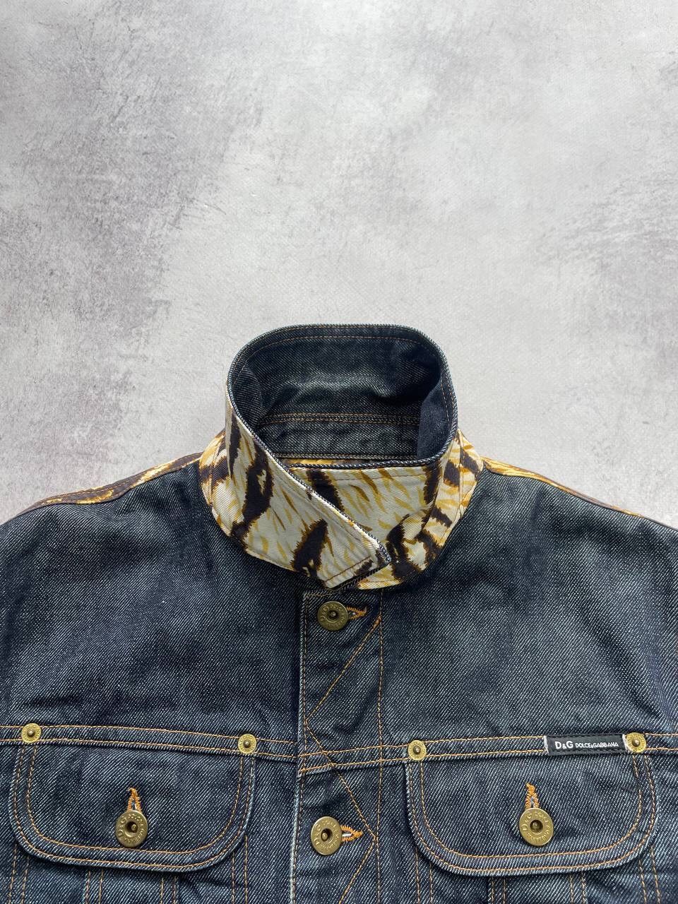 Dolce & Gabbana × Japanese Brand × Vintage Vintage Crazy Dolce & Gabbana Denim Tiger Jacket Y2K Size S / US 4 / IT 40 - 9 Thumbnail