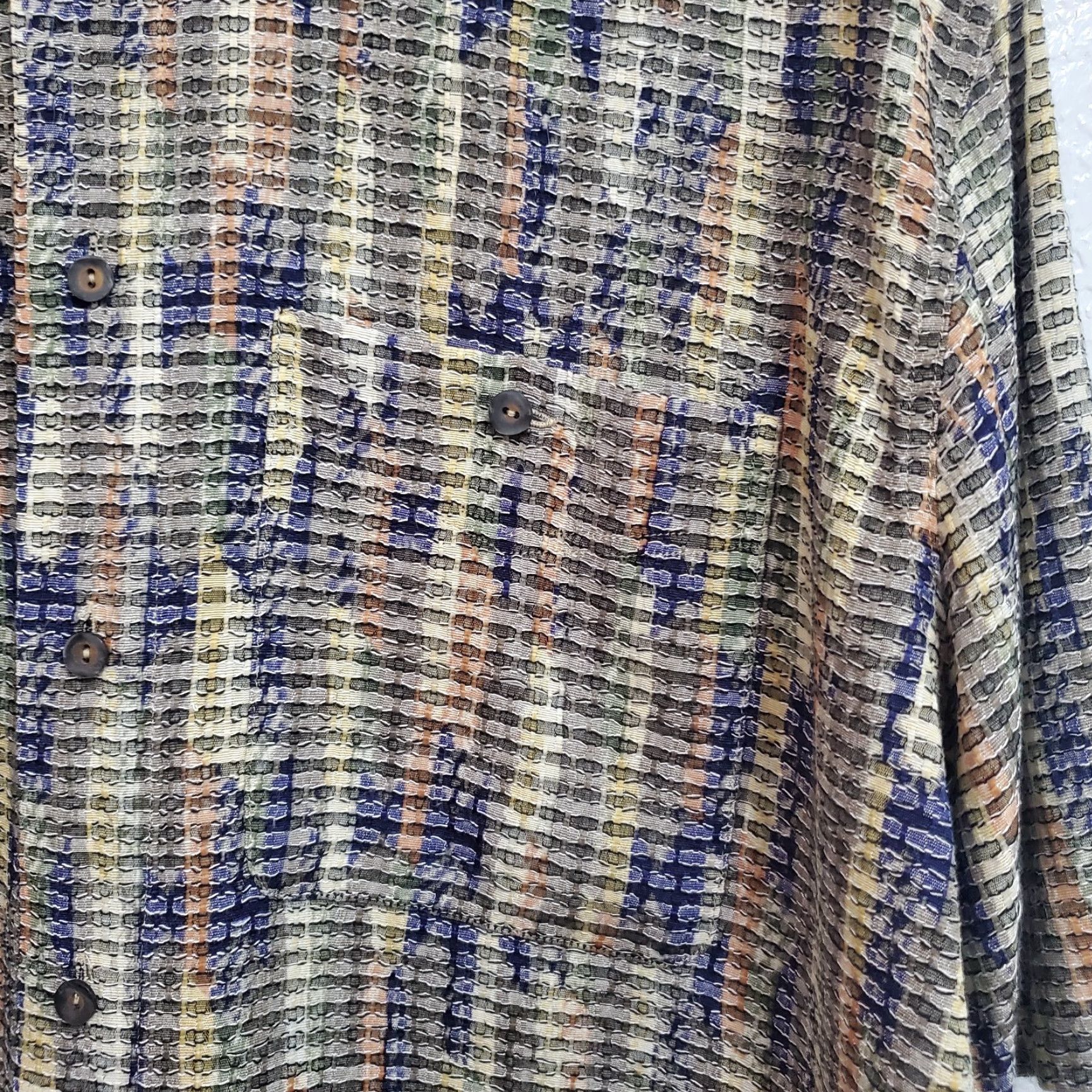 George Georg Roth Germany Shirt Men 42/L Multicolor Abstract Short Sleeve Button Down Shirt Button-Up Pockets Textured Collared 42/L Men Size US L / EU 52-54 / 3 - 5 Thumbnail