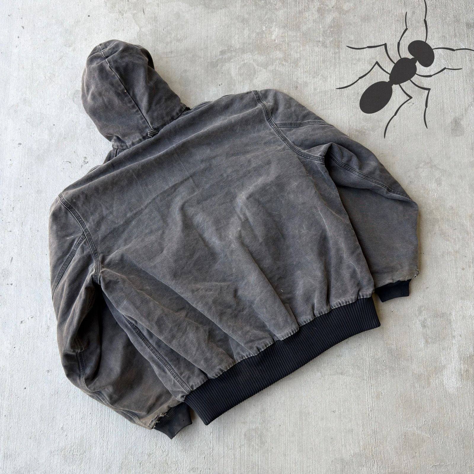 Carhartt × Vintage Vintage Y2K Carhartt faded black hooded work wear jacket Size US XL / EU 56 / 4 - 6 Thumbnail