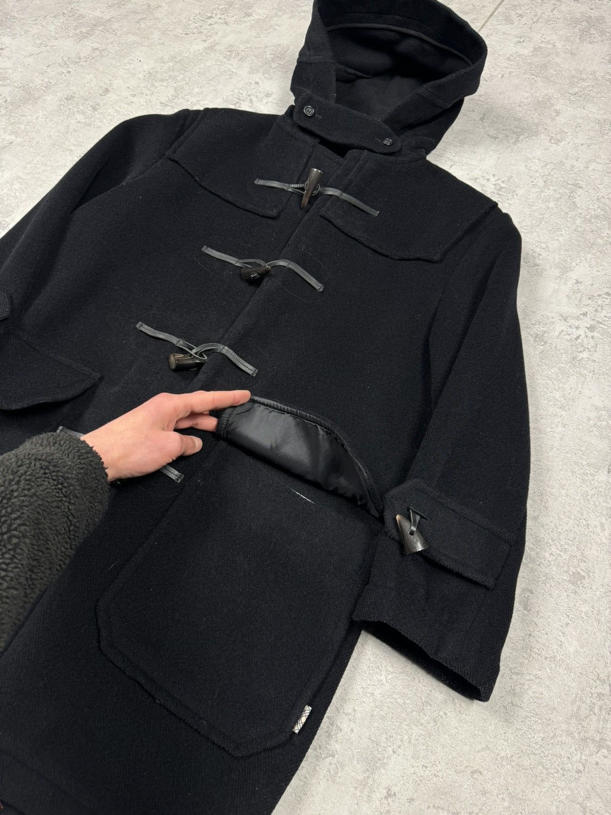Burberry Burberry London Wool Duffle Coat Black Toggle Hooded Jacket Size US L / EU 52-54 / 3 - 7 Thumbnail
