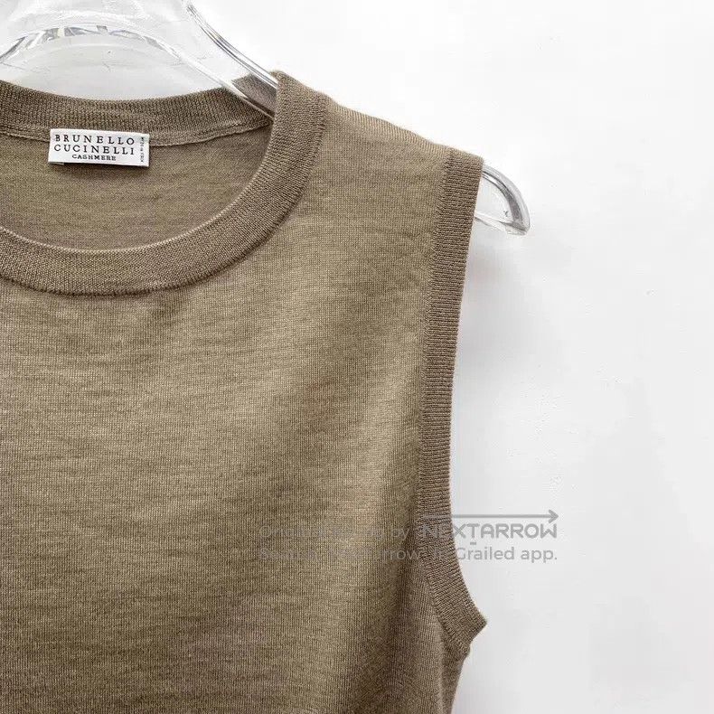 Brunello Cucinelli Brunello Cucinelli Dark Brown Cashmere Crew Neck Sleeveles Size M / US 6-8 / IT 42-44 - 3 Thumbnail