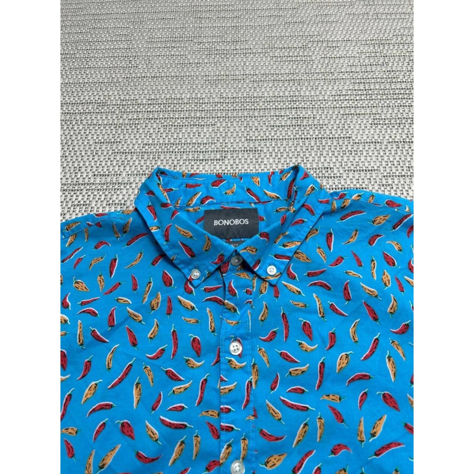 Bonobos Bonobos Shirt Mens XL Blue Chili Pepper Print Slim Fit Cotton Button-Down Casual Size US XL / EU 56 / 4 - 3 Thumbnail
