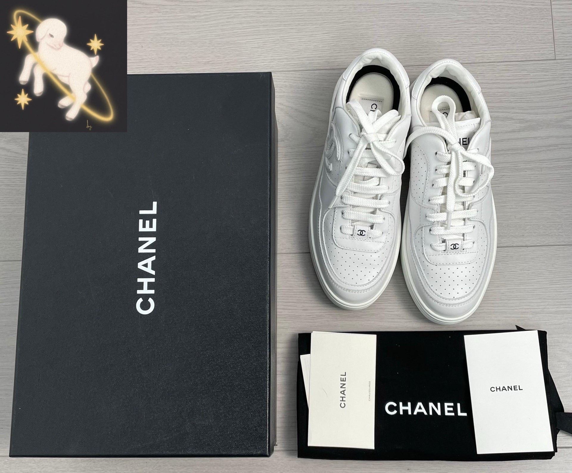 Chanel Chanel White Lowtop Sneakers 37 Women Size US 6.5 / IT 36.5 - 1 Thumbnail