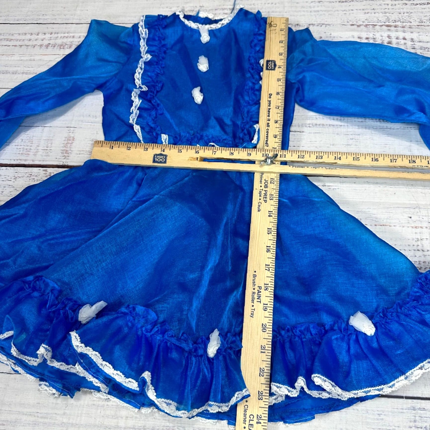 Vintage Vintage Girls Long Sleeve Dress Circle Blue 6 Polyester Lace Trim Size US S / EU 44-46 / 1 - 2 Thumbnail