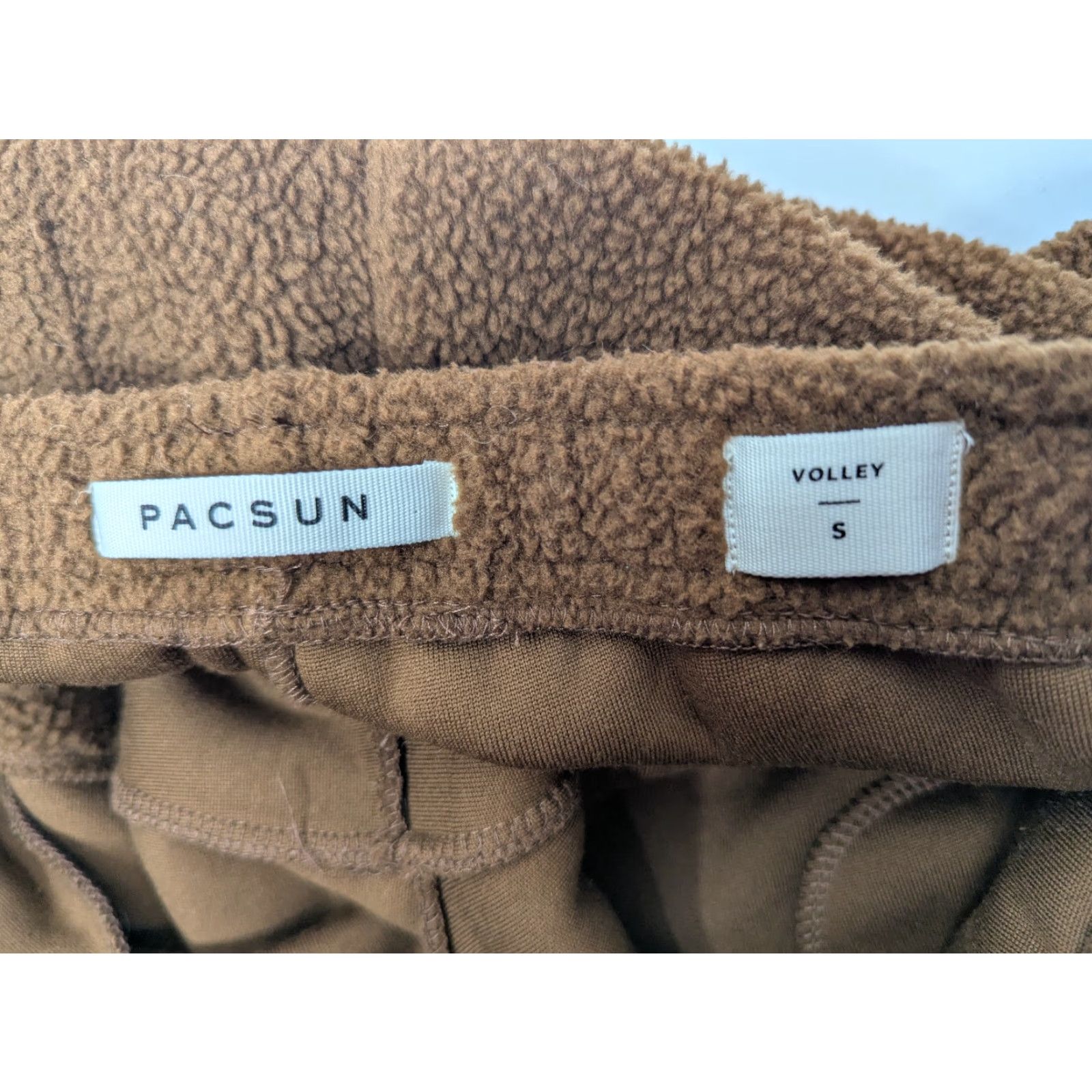 Pacsun Pacsun Drawstring Sherpa Fleece Shorts Brown Men's Small Pockets Beach, Outdoor, Preppy Sl a sh Pocket Elastic Waist Regular Fit s 9 Size US 29 - 7 Thumbnail