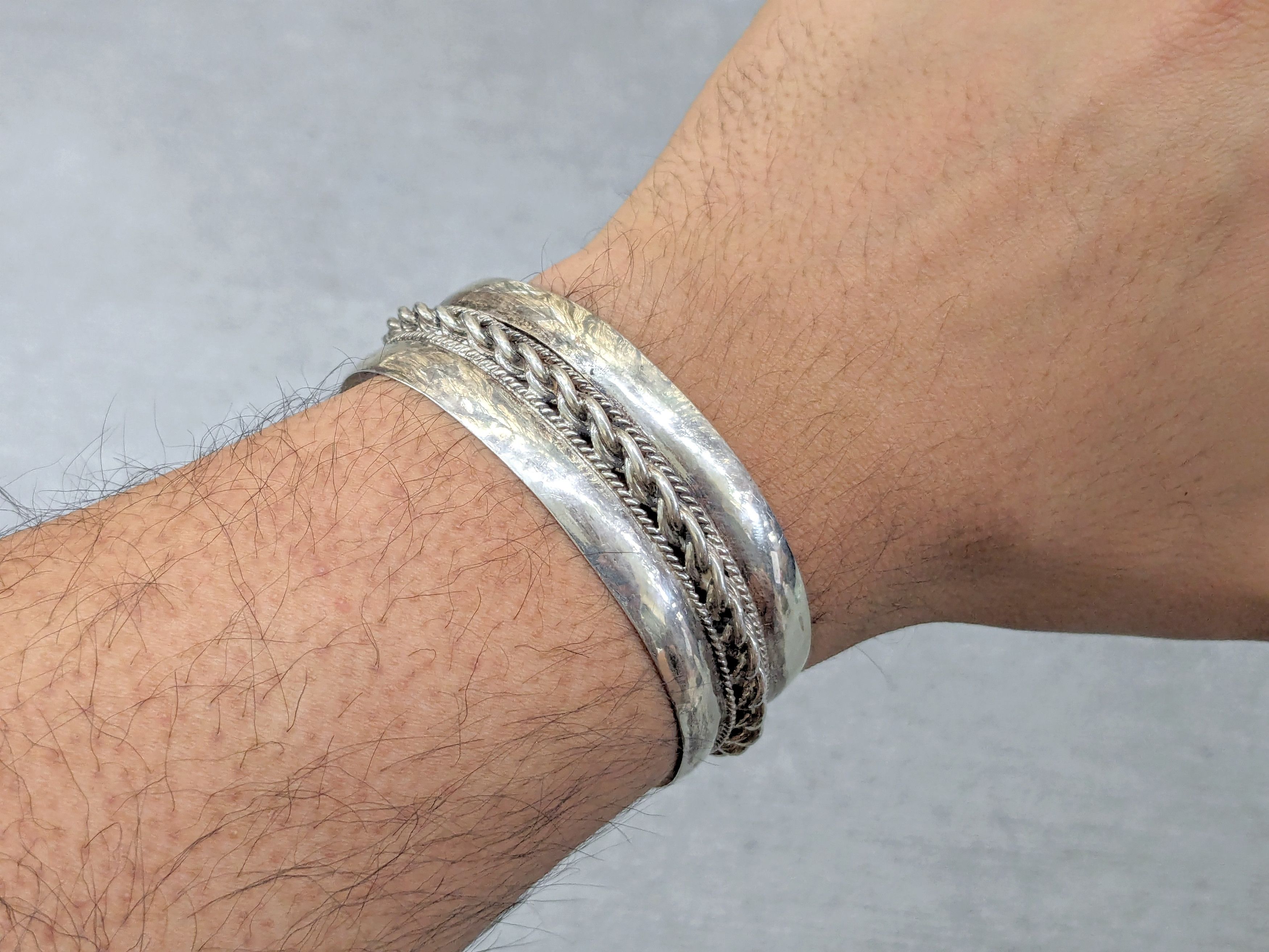 Sterling silver vintage twisted rope store cuff bracelet size 5.75in