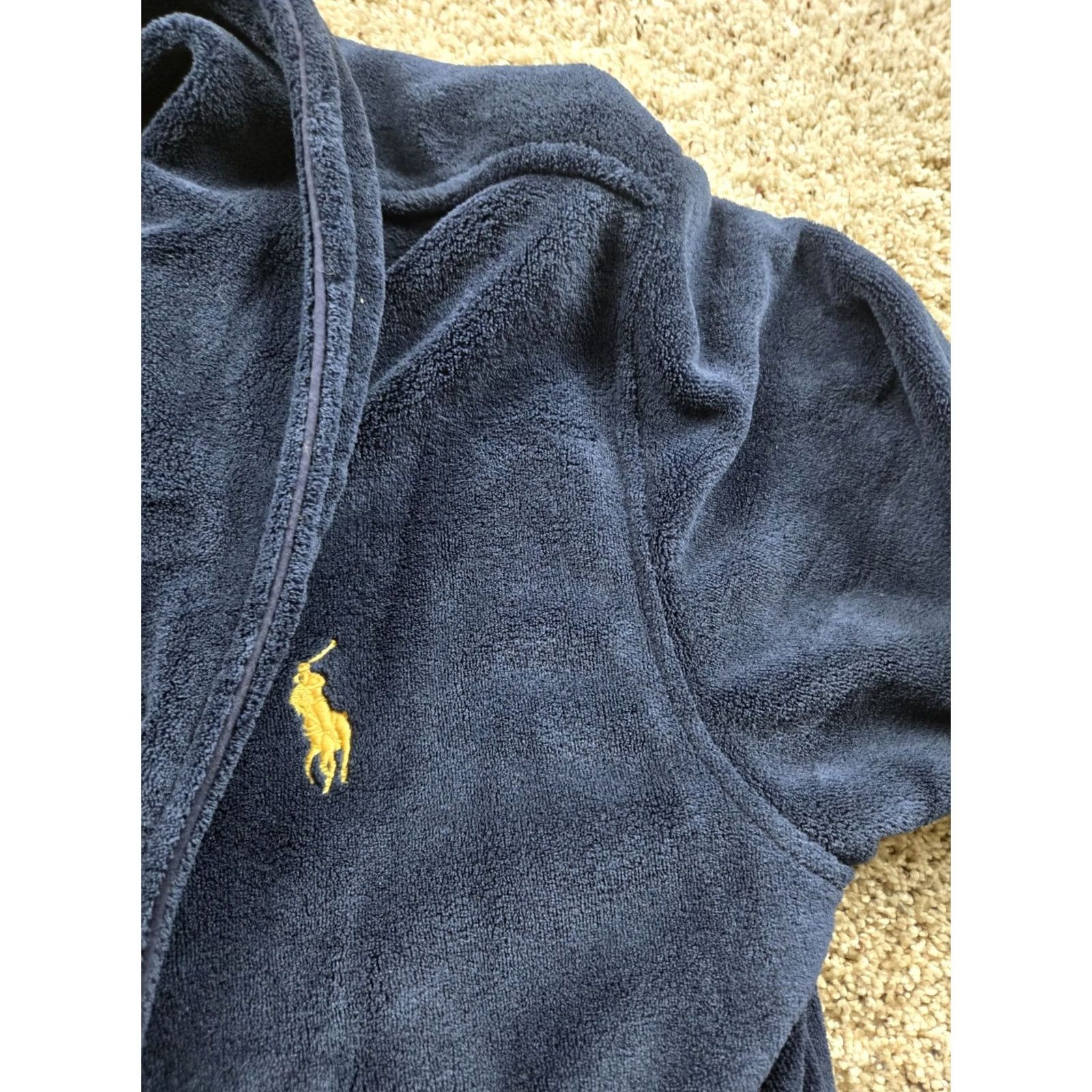 Polo Ralph Lauren Polo Ralph Lauren Robe S/M Mens Blue Microfiber Plush Pockets Long Sleeve Belted Navy/Blue Size US S / EU 44-46 / 1 - 3 Thumbnail