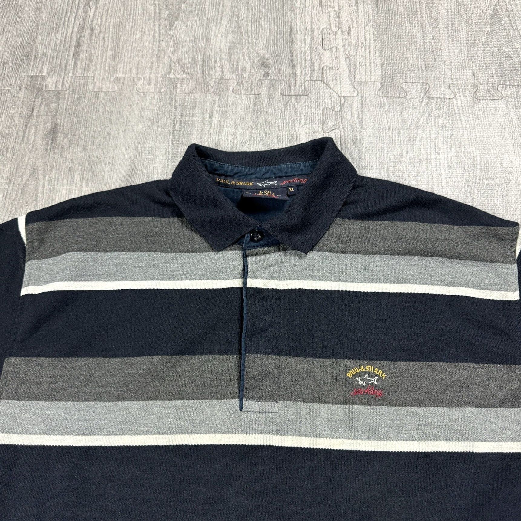 Paul & Shark PAUL & SHARK YACHTING Button-Up Polo Shirt L/S Striped Knit Fleece XL Multicolor Men’s Regular Classic, Italian Made Size US XL / EU 56 / 4 - 2 Thumbnail