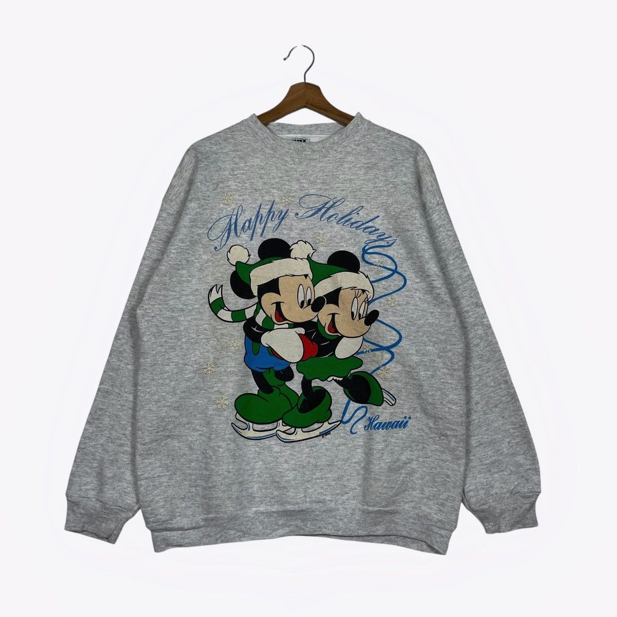 Tultex Vintage 90s Mickey Mouse Happy Holiday Hawaii Sweatshirt Size US L / EU 52-54 / 3 - 1 Thumbnail