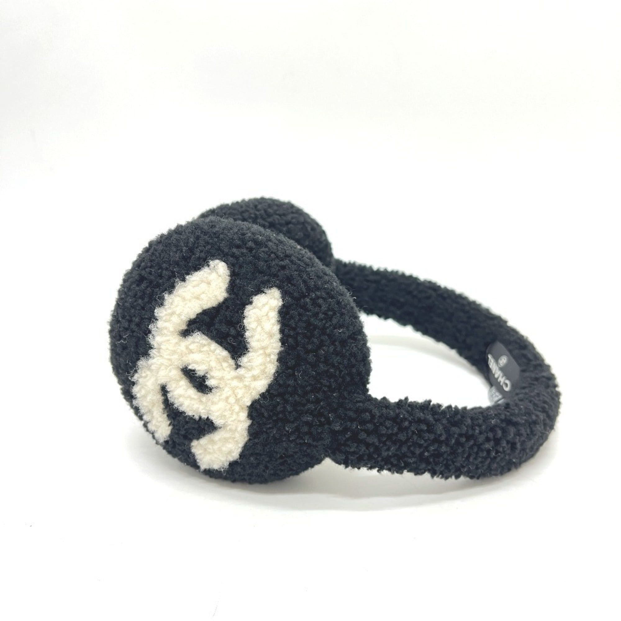 Chanel CHANEL 25B Large Coco Mark Bicolor Apparel Accessories Earmuffs Women's Black Like New Size ONE SIZE - 1 Thumbnail