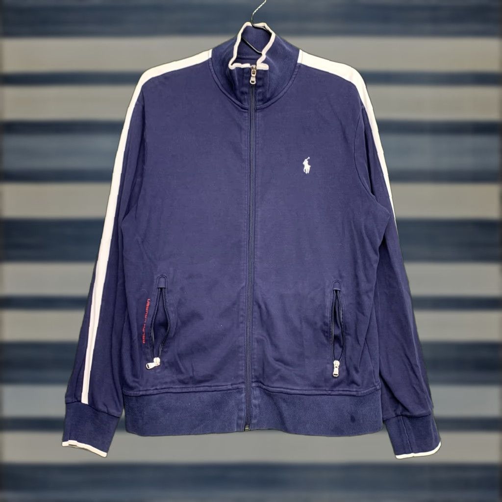 Polo Ralph Lauren VINTAGE Ralph Lauren Track Jacket Mens Large Navy Blue Full Zip Athletic Retro Polo Polo Pony Sports Casual Size US L / EU 52-54 / 3 - 1 Thumbnail