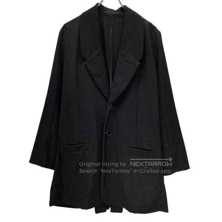Yohji Yamamoto Yohji Yamamoto Black Wool Long Jacket with Tie Size US S / EU 44-46 / 1 - 2 Thumbnail