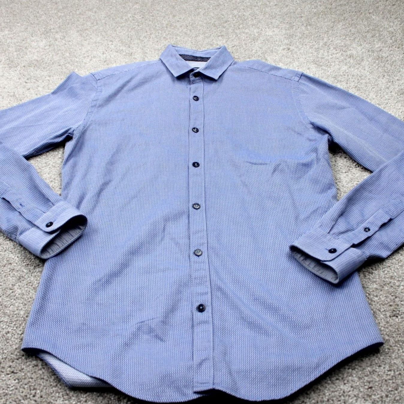 Zara Zara Man Button-Up Shirt Men Small Blue Geometric Slim Fit Long Sleeve Casual Button-Down Closet Gift Size US S / EU 44-46 / 1 - 3 Thumbnail