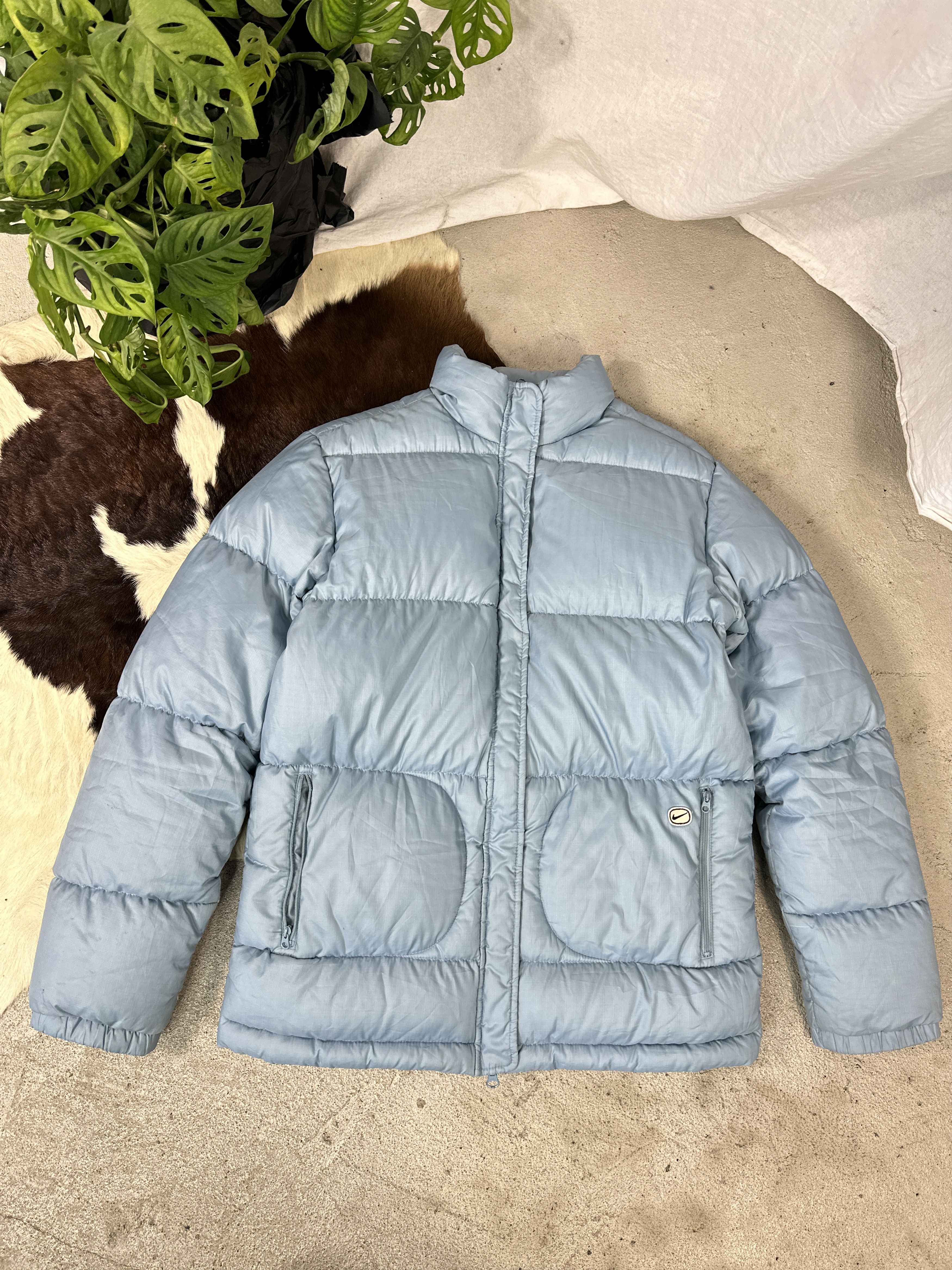 Nike × Vintage Swoosh Puffer Down Jacket Baby Blue Size US S / EU 44-46 / 1 - 1 Thumbnail