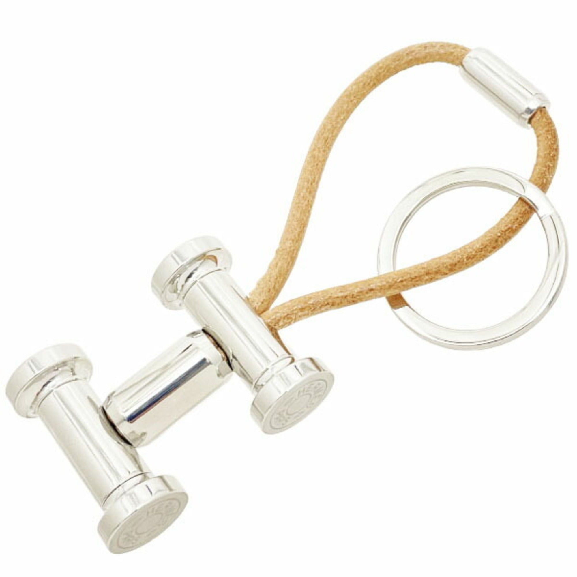 image of Hermes Keychain Mobile H Leather Natural Motif Bag Charm Key Ring Sy-13039 in White, Women's