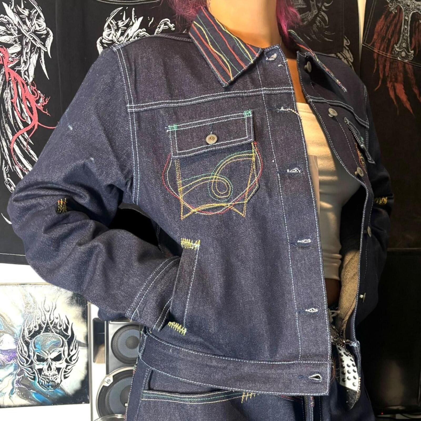 Affliction Y2K LL Cool J Baggy Streetwear Denim Jacket 2000s Size L / US 10 / IT 46 - 1 Thumbnail