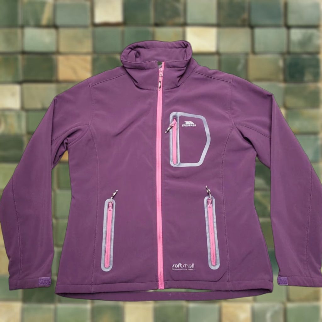 Vintage Trespass Jacket Women XL Purple Softshell Performance Fleece Lined Outdoor Gorp Size XL / US 12-14 / IT 48-50 - 1 Thumbnail