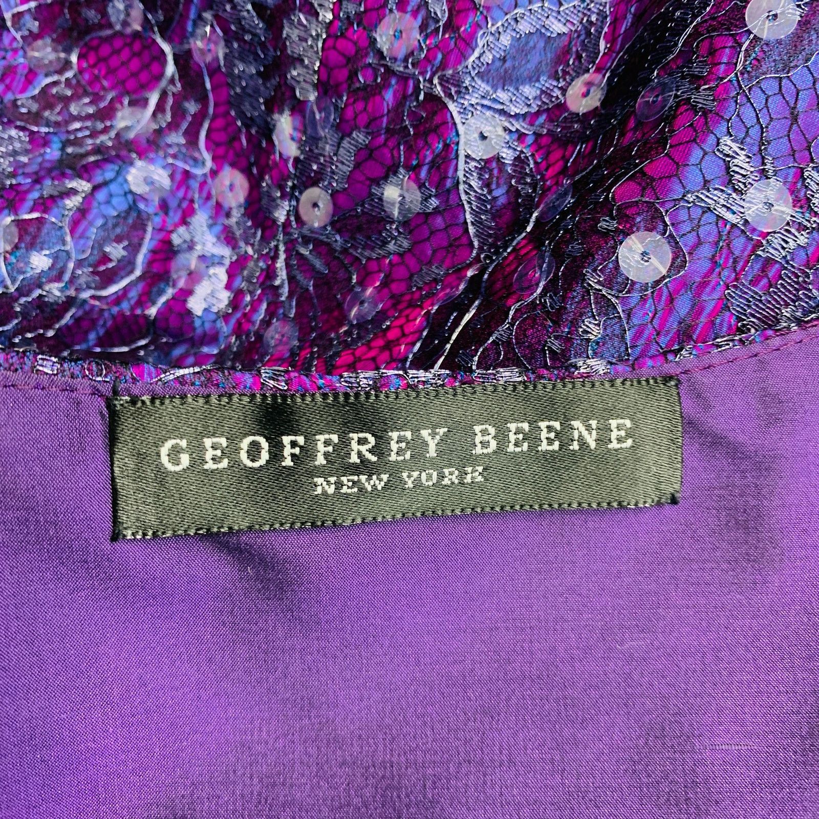Geoffrey Beene GEOFFREY BEENE Size 6 Purple Silver Lace Below Knee Skirt Size 28" / US 6 / IT 42 - 5 Thumbnail