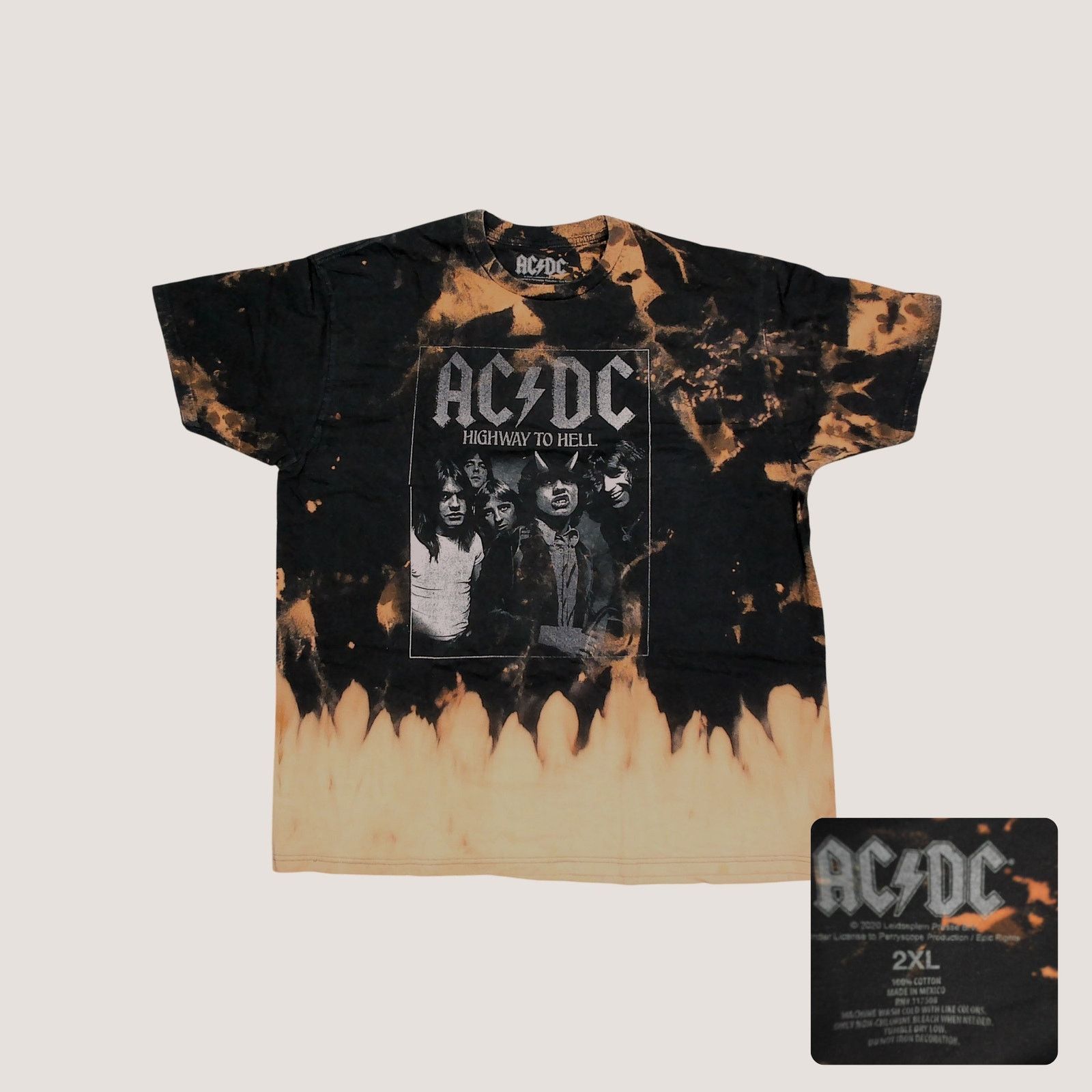 Other Custom 1-of-1 AC/DC Bleached Flame Hem Band Tee 2XL Size US XXL / EU 58 / 5 - 1 Thumbnail