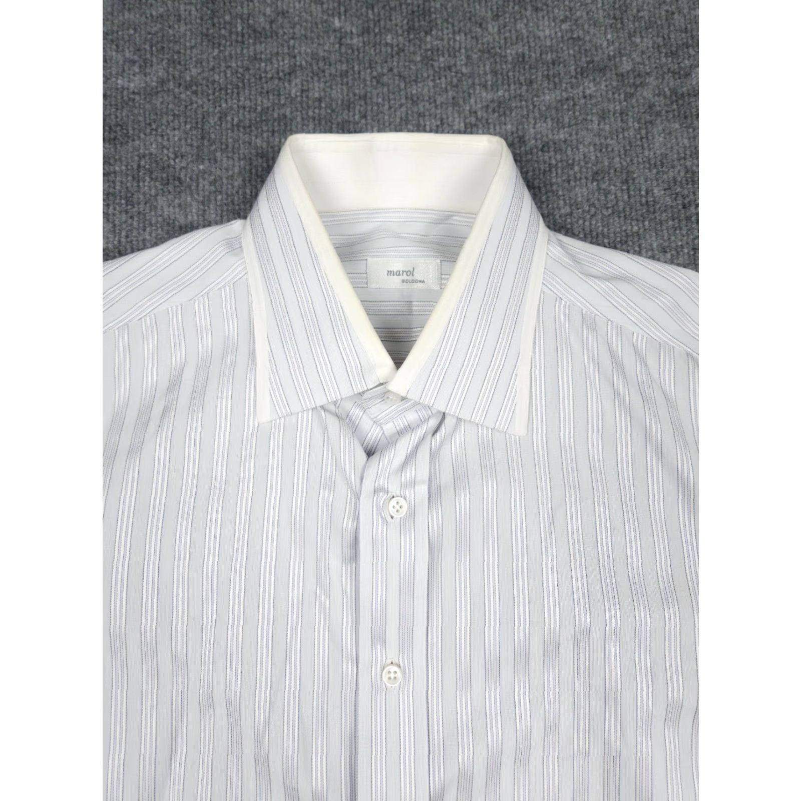 Vintage MAROL Bologna Dress Shirt Mens 40 Striped Button Up 15 3/4 Italy Cotton Shirt Size 40R - 2 Thumbnail