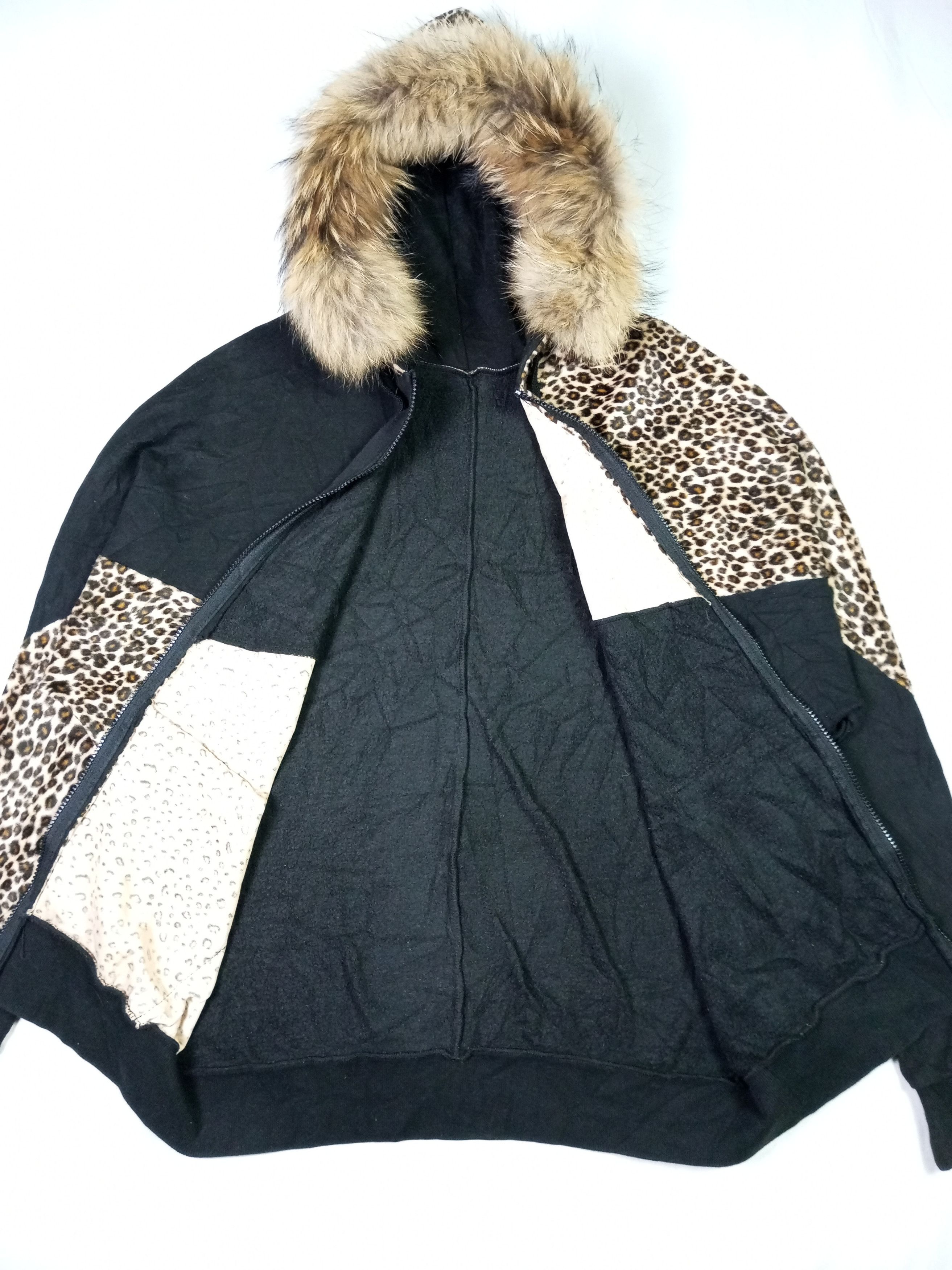 Japanese Brand "NO TAG"Japanese Leopard Zip Fur Hoodie Ifsixwasnine Style Size US L / EU 52-54 / 3 - 14 Thumbnail