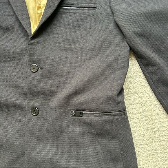 RNT23 Ron Tomson RNT23 Men’s Black Sport Coat Blazer Jacket Zipper Size 40R - 6 Thumbnail