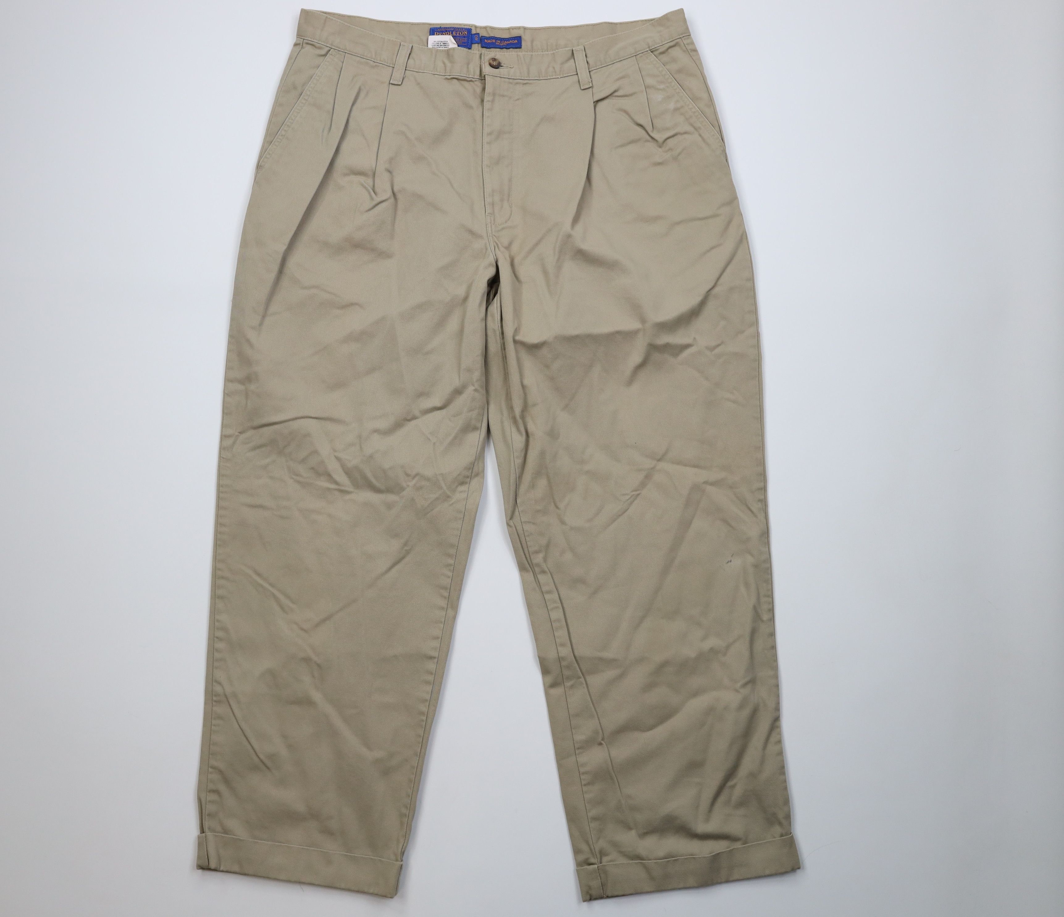 Vintage 90s Pendleton Cuffed Wide Leg Chino Pants Beige