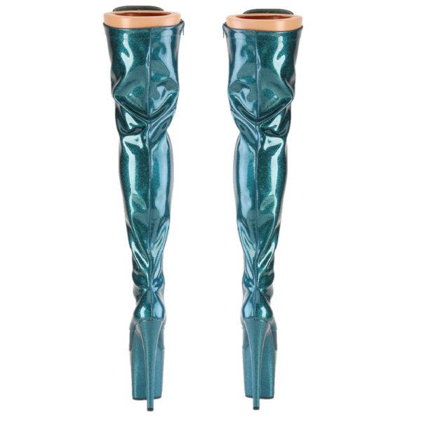 Other Flamingo 3020 Teal Glitter Patent 3020 Thigh High 4" Platfor Size US 7 / IT 37 - 6 Thumbnail