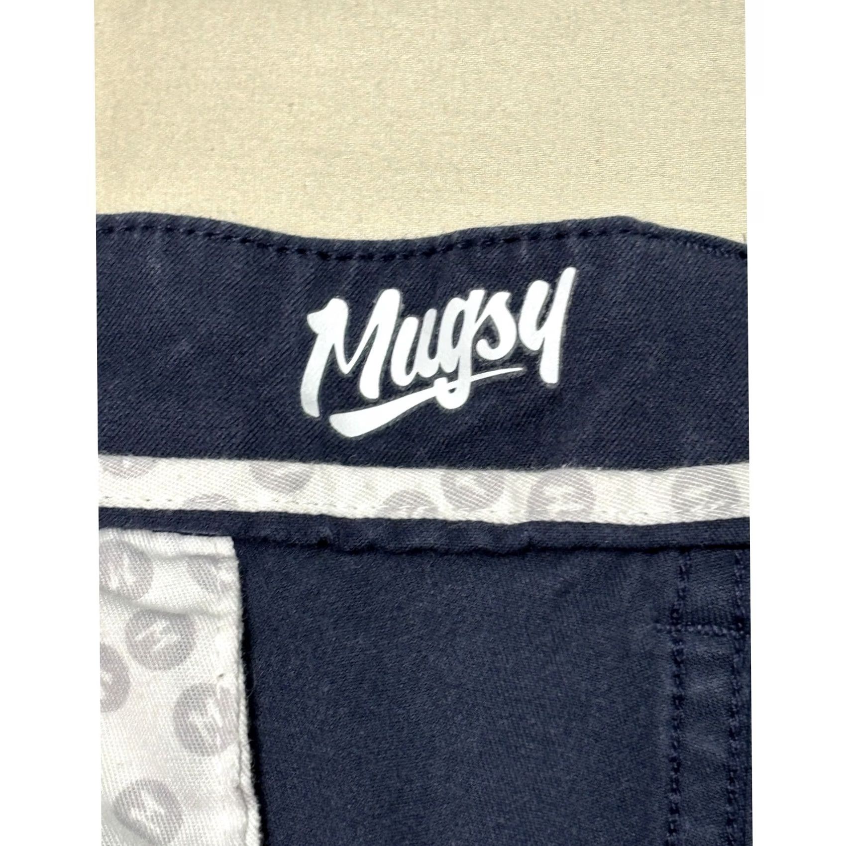 Vintage Mugsy Morgans Navy Blue Chino Shorts Mens 38x7 Casual Travel Comfort Stretch Pocket Zip Button 7 Inseam Mid Rise Cotton Blend Size US 38 / EU 54 - 3 Thumbnail