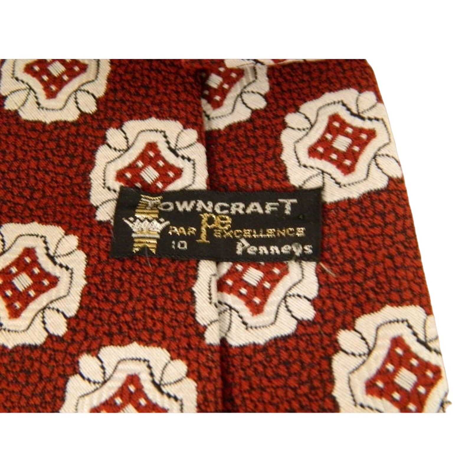 Towncraft Vintage Maroon White Towncraft Par Excellence, Penneys Tie Size ONE SIZE - 4 Thumbnail