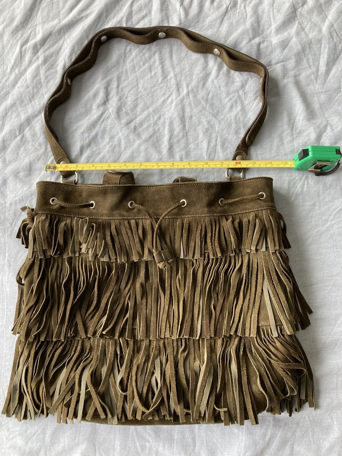 Gerard Darel Soft Brown Suede Shoulder Bag with Fringes by Gerard Darel Size ONE SIZE - 12 Thumbnail