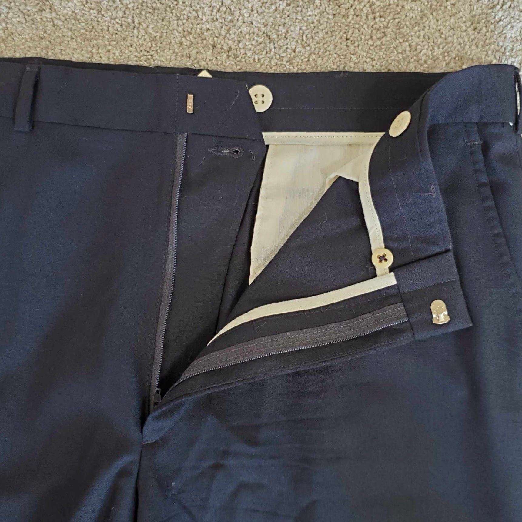 Lands' End VINTAGE Lands' End Pants Dress 100% Wool Blue Mens 37 Reg USA Size US 37 - 4 Thumbnail