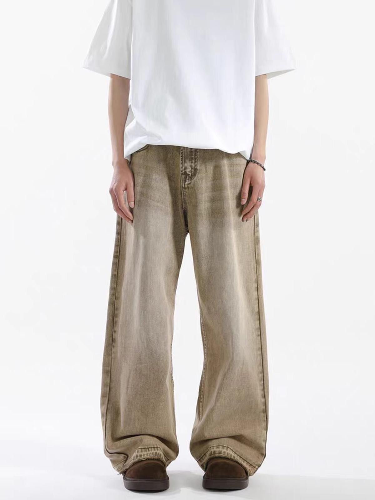 Jean Beige Wide-Leg Baggy Jeans Size US 33 - 2 Thumbnail