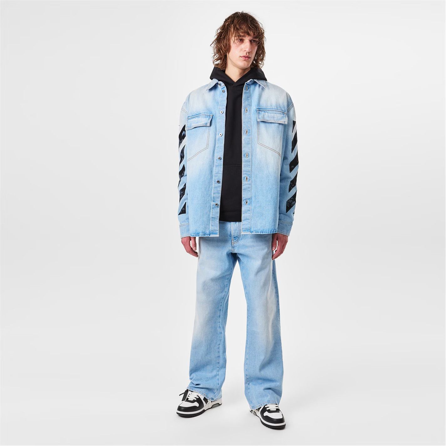 Off-White o1g2r1mq0326 Diag Relax Relaxed Straight Leg Jeans in Blue Size US 32 / EU 48 - 6 Thumbnail