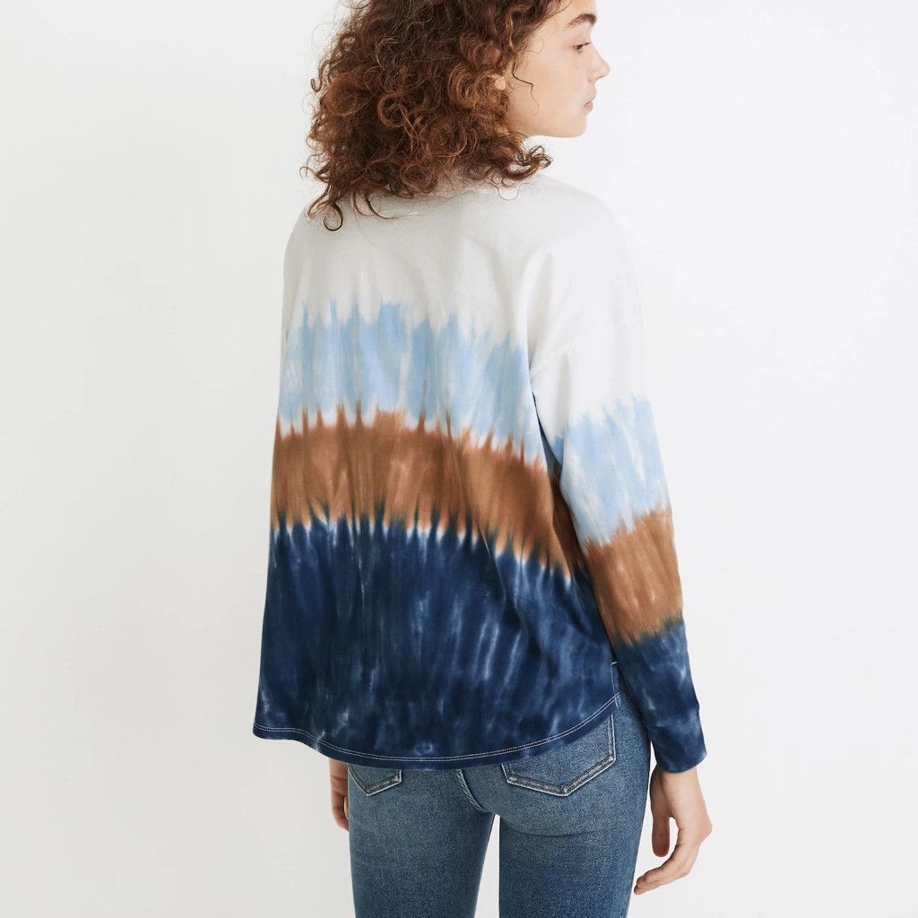 Madewell Cream Brown Blue Tie-Dye Newville Tee Size S / US 4 / IT 40 - 3 Thumbnail