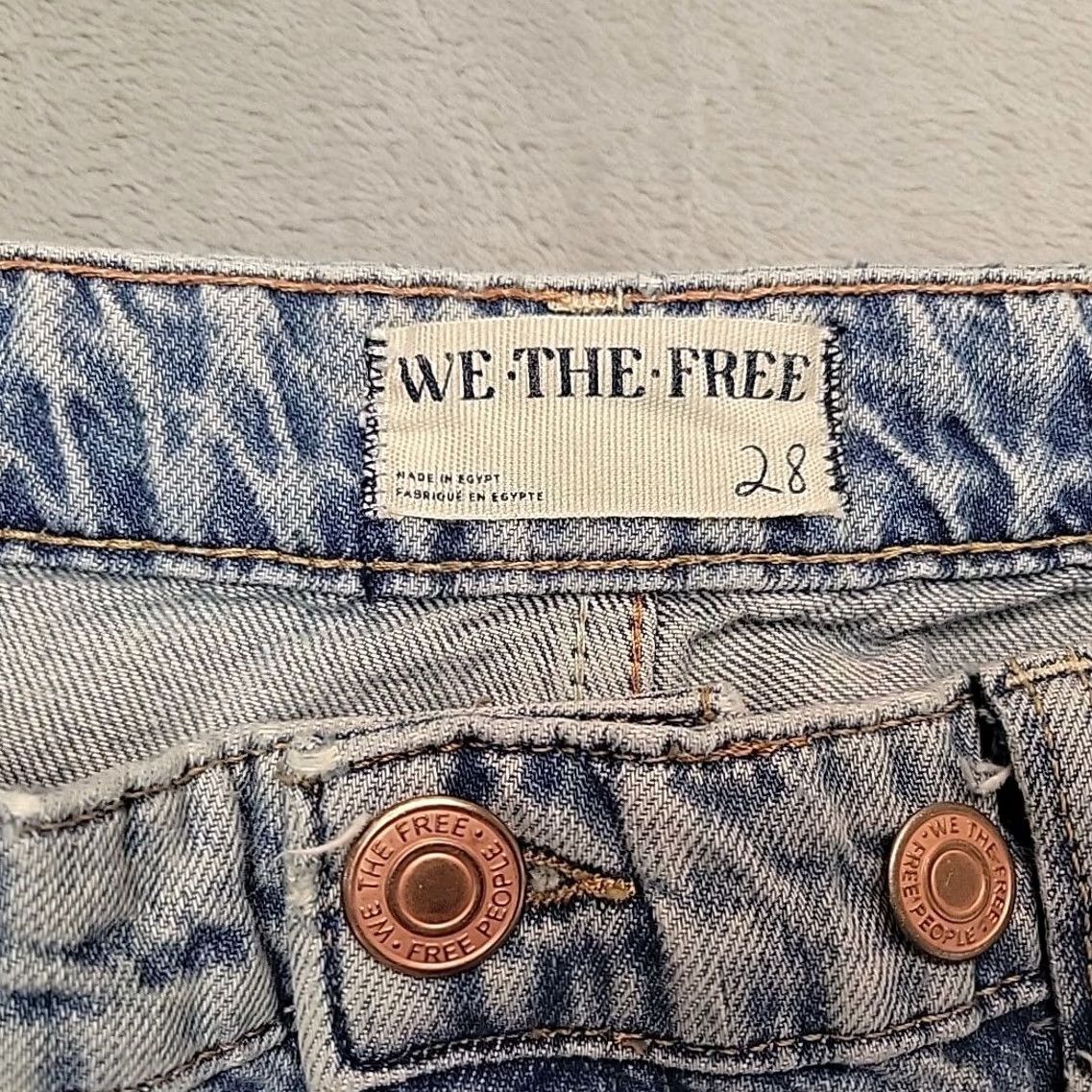 Vintage We The Free Women Jeans Sz 28 Blue Denim Wide-Leg Retro Y2K 90s Button Fly Pants Size 28" / US 6 / IT 42 - 4 Thumbnail