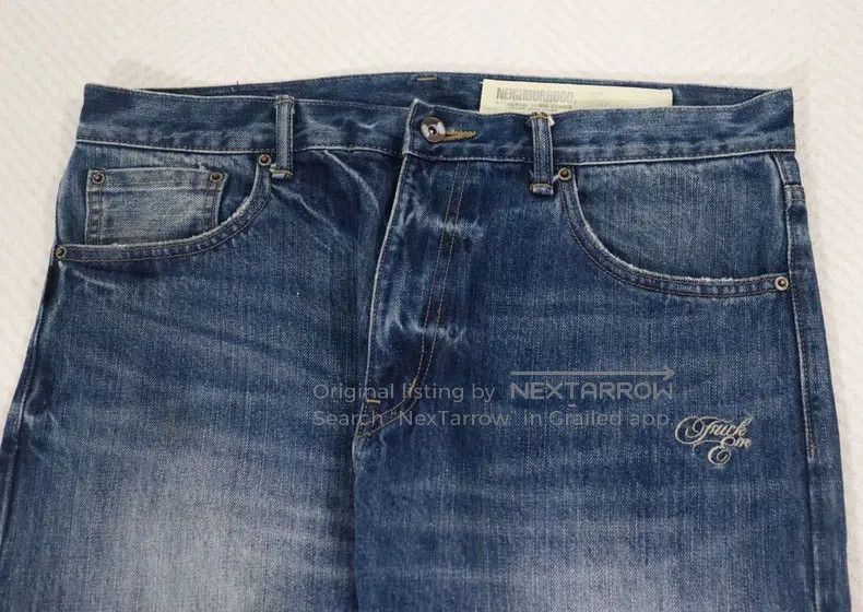 Neighborhood Neighborhood size L 17aw Savage Washed Denim Jeans King of Size US 27 - 3 Thumbnail