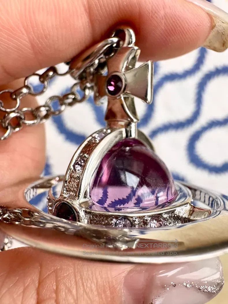 Vivienne Westwood Vivienne Westwood Purple Large Orb Saturn Planet Necklace Size ONE SIZE - 8 Thumbnail