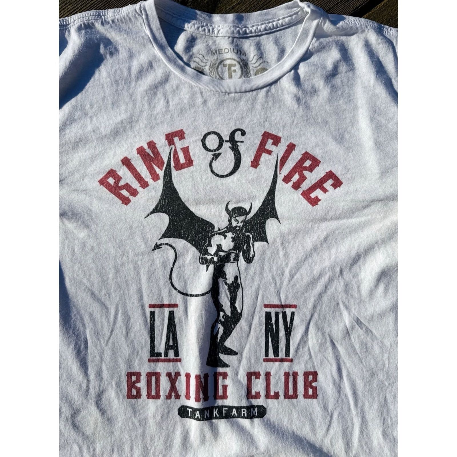 Vintage Tankfarm Ring of Fire Boxing Club Devil Fight T Shirt Mens M USA Made Size US M / EU 48-50 / 2 - 4 Thumbnail