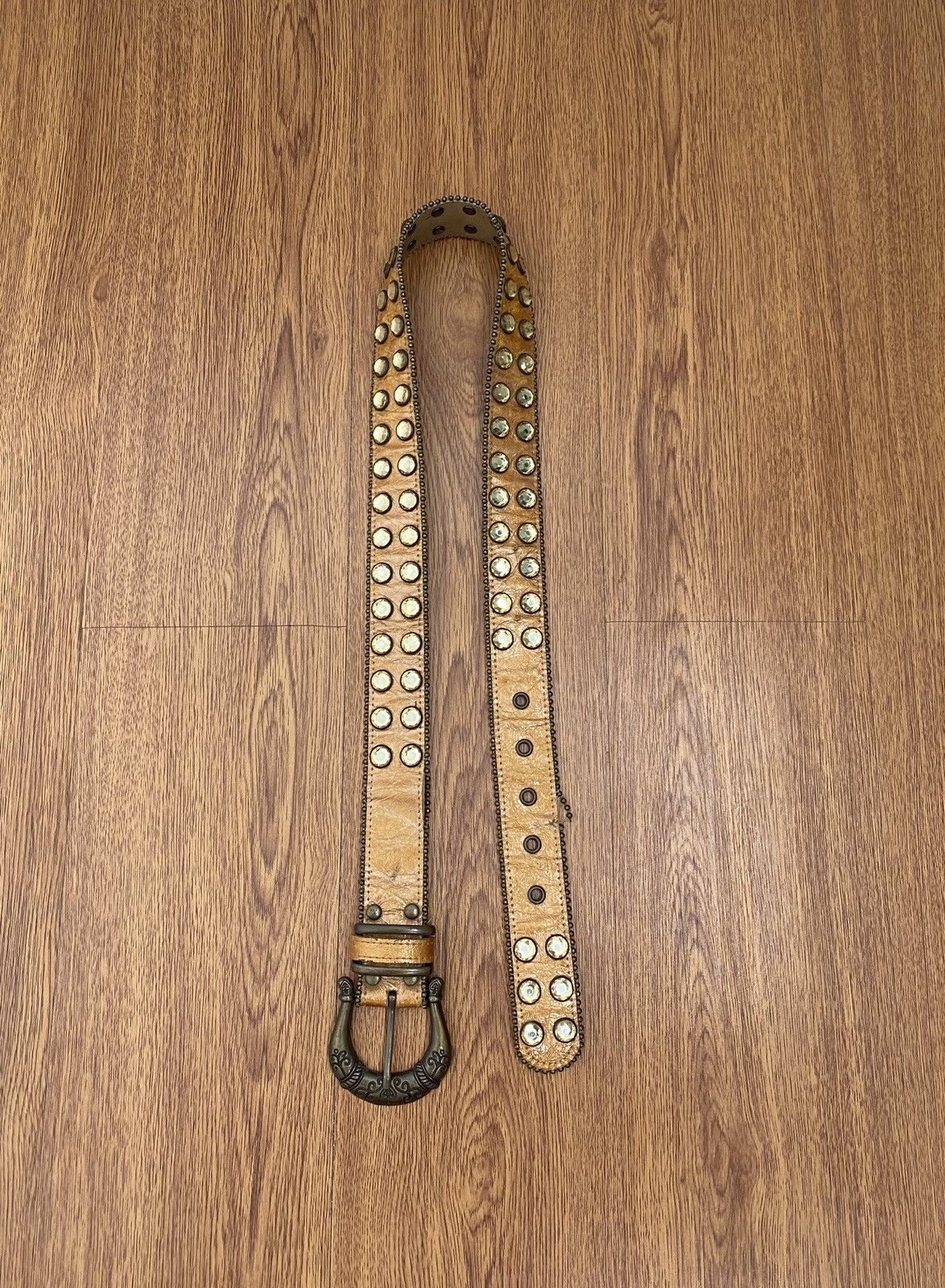 image of Archival Clothing x If Six Was Nine Crystal Studded Belt in Dark Orange, Men's