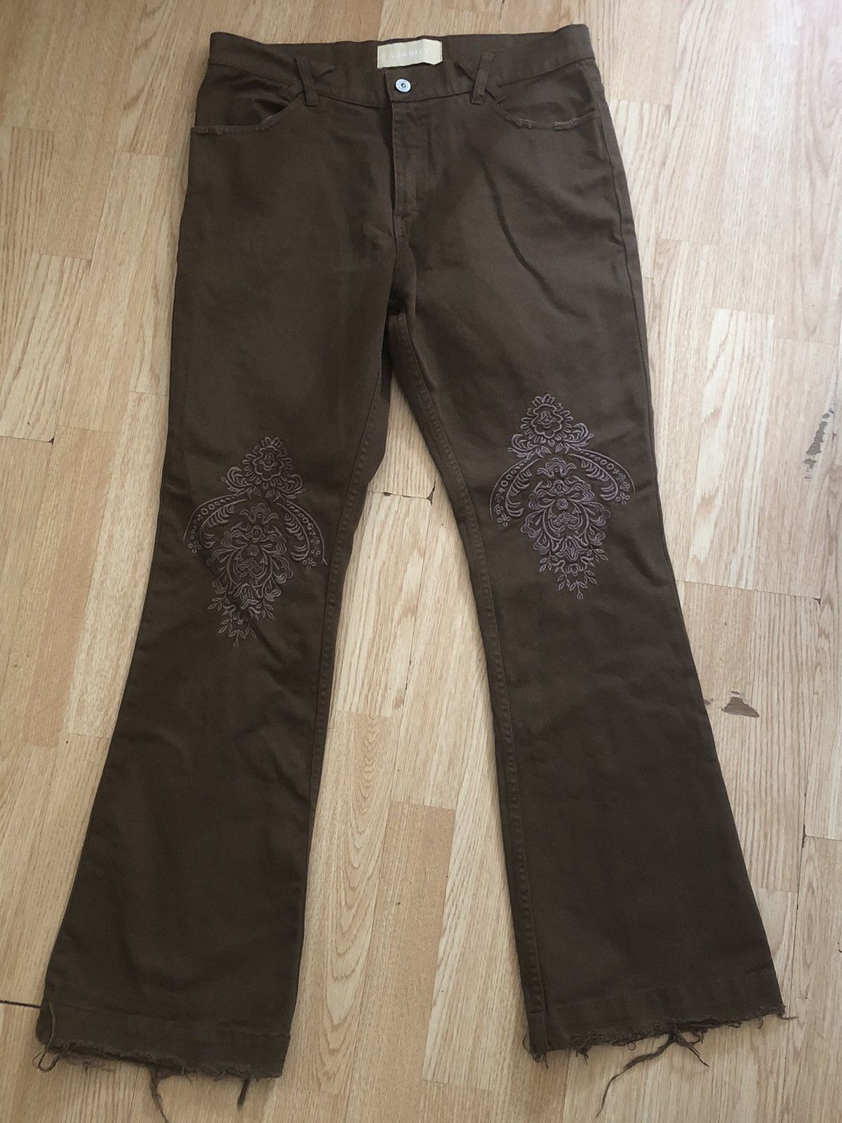 Sangiev Sangiev Brown Embroidered Flared Jeans | Grailed