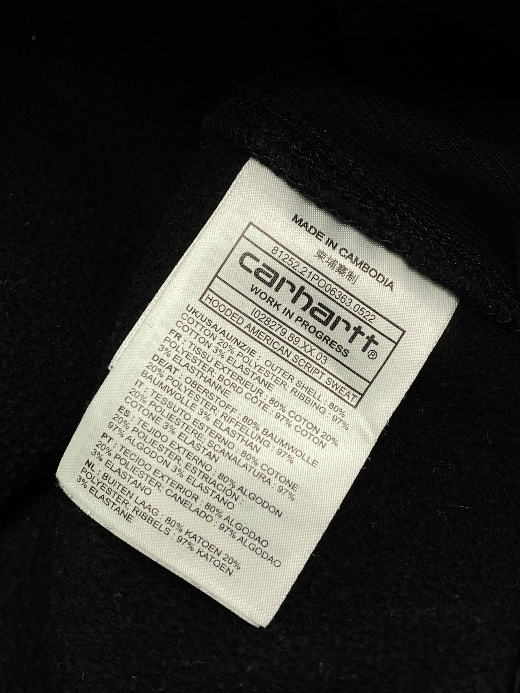 Carhartt 🔥 00s CARHARTT TOTAL BLACK AMERICAN SCRIPT HOODIE Y2K STYLE Size US M / EU 48-50 / 2 - 14 Thumbnail