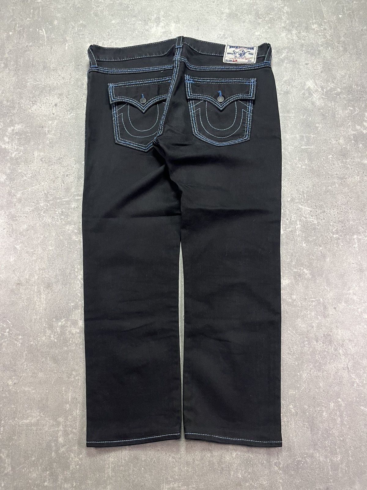 True Religion True Religion Slim Black / Blue Stitch Flaps Denim Jeans 40 Size US 40 / EU 56 - 1 Thumbnail