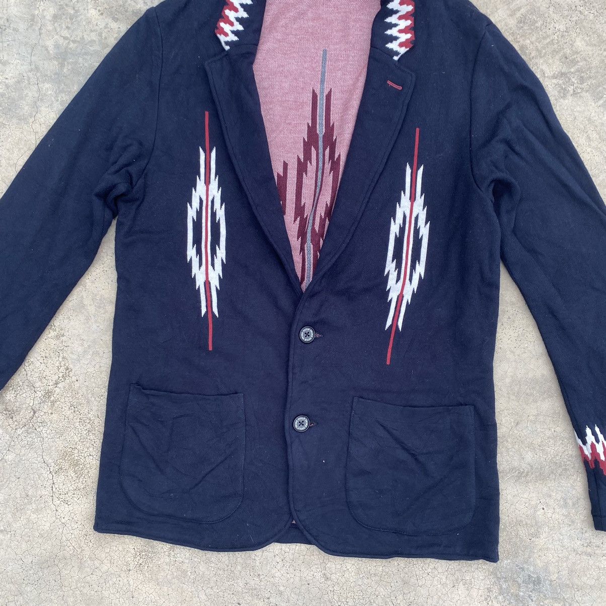 Japanese Brand Japanese Native Chimayo Pattern Knit Jacket Size US S / EU 44-46 / 1 - 4 Thumbnail
