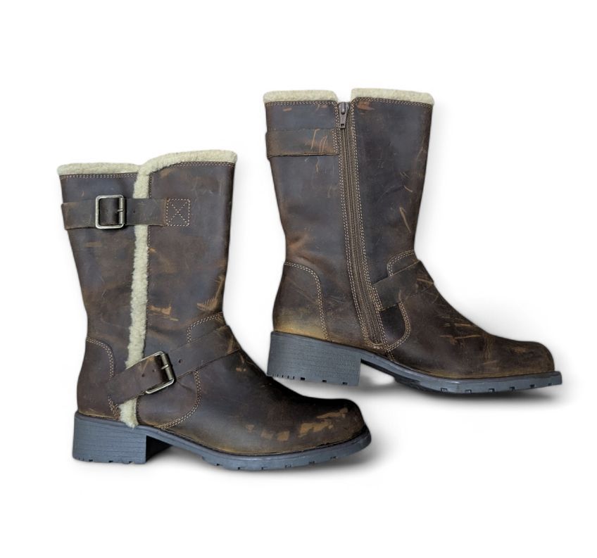 Clarks CLARKS Engineer Boots Biker Boots Fur Trimmed Size US 8.5 / IT 38.5 - 4 Thumbnail