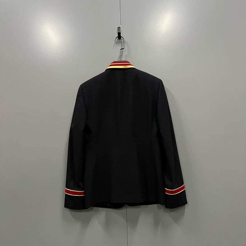 Saint Laurent Paris Saint Laurent Paris Black suit with red and gold stripes bl Size 46R - 3 Thumbnail