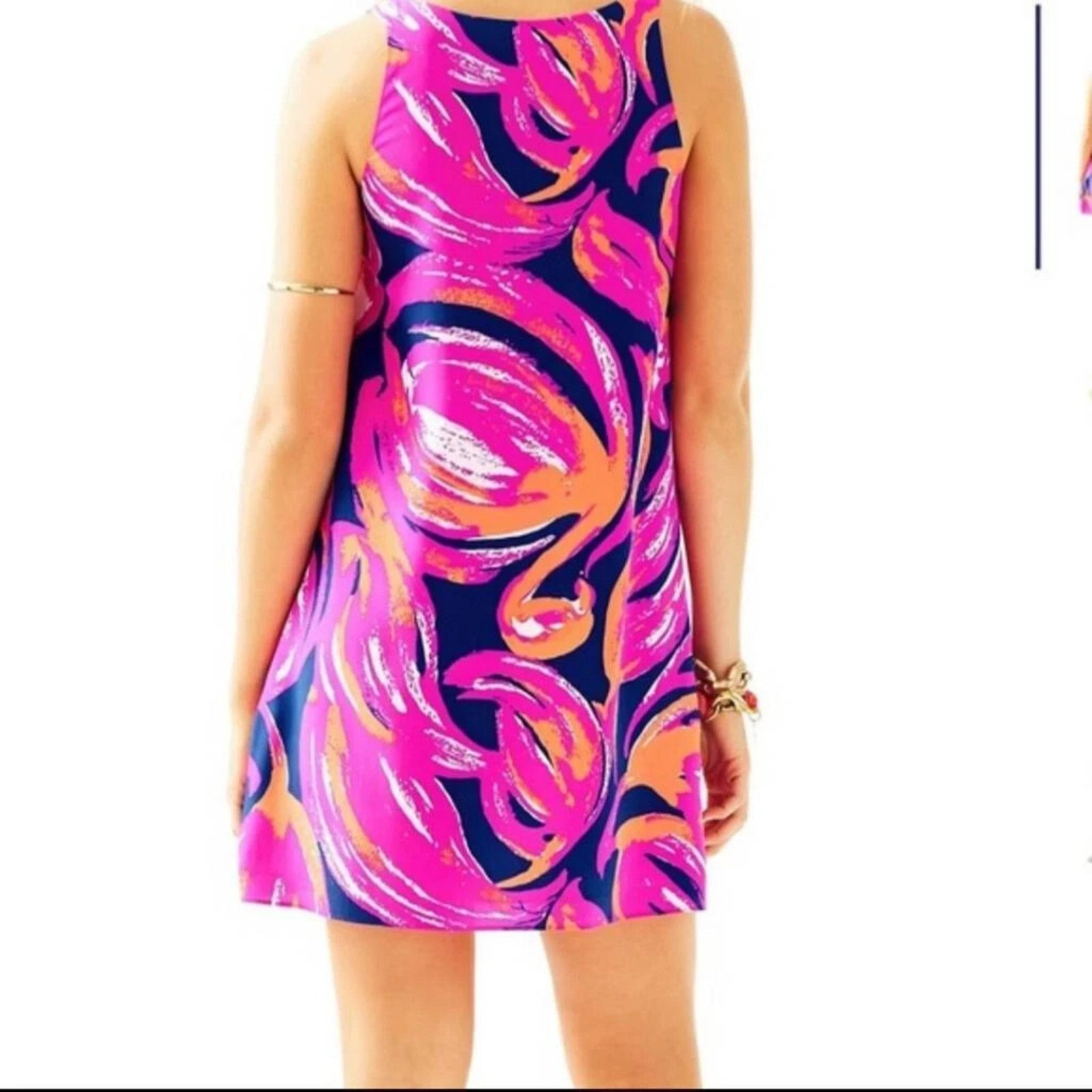 Lilly Pulitzer Lilly Pulitzer Bomber Blue Plume Jackie Dress XS 100% Silk Size XS / US 0-2 / IT 36-38 - 2 Thumbnail