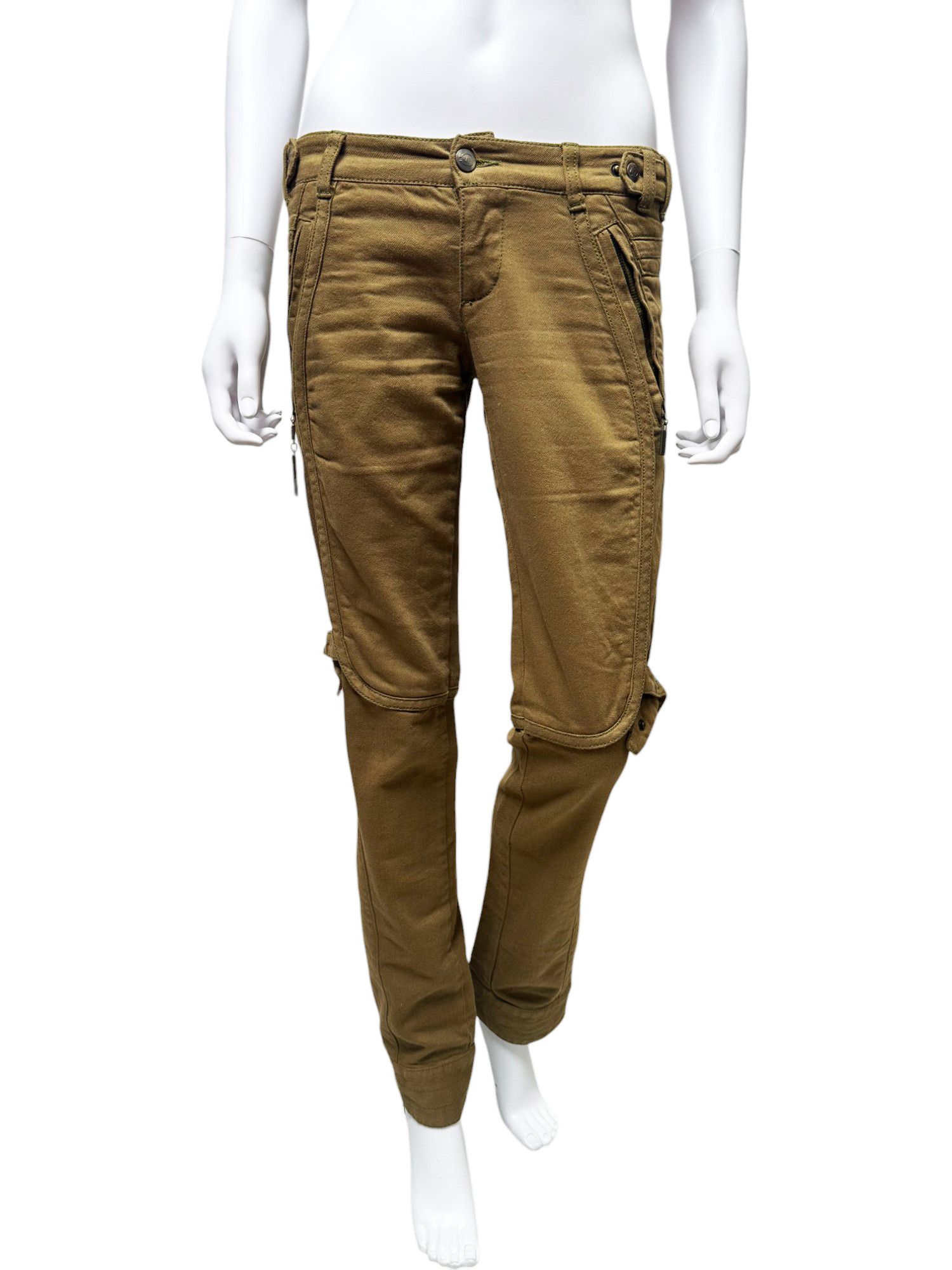 Just Cavalli Early 00's Brown Zipped Pants Size 27" / US 4 / IT 40 - 1 Thumbnail