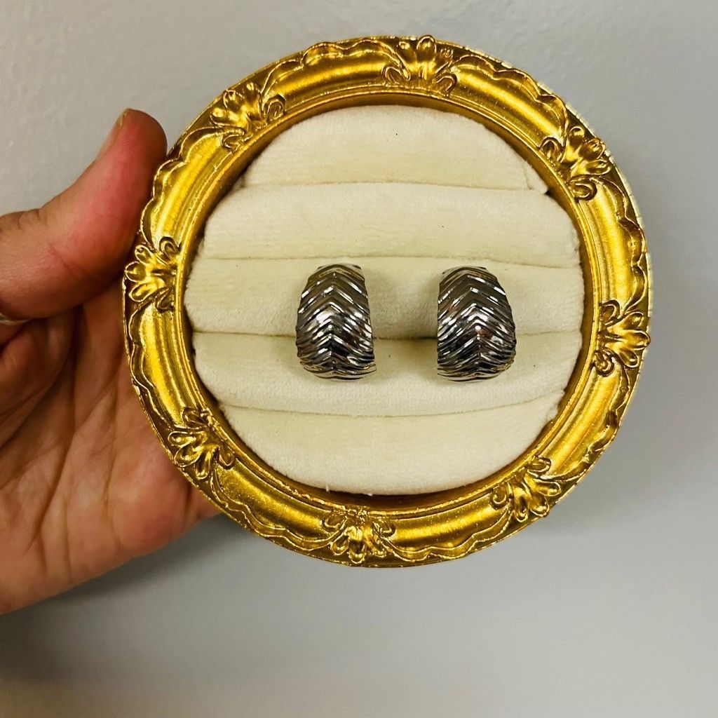 Vintage Vintage Textured Hoop Earrings Silver Toned Metal Size ONE SIZE - 6 Thumbnail