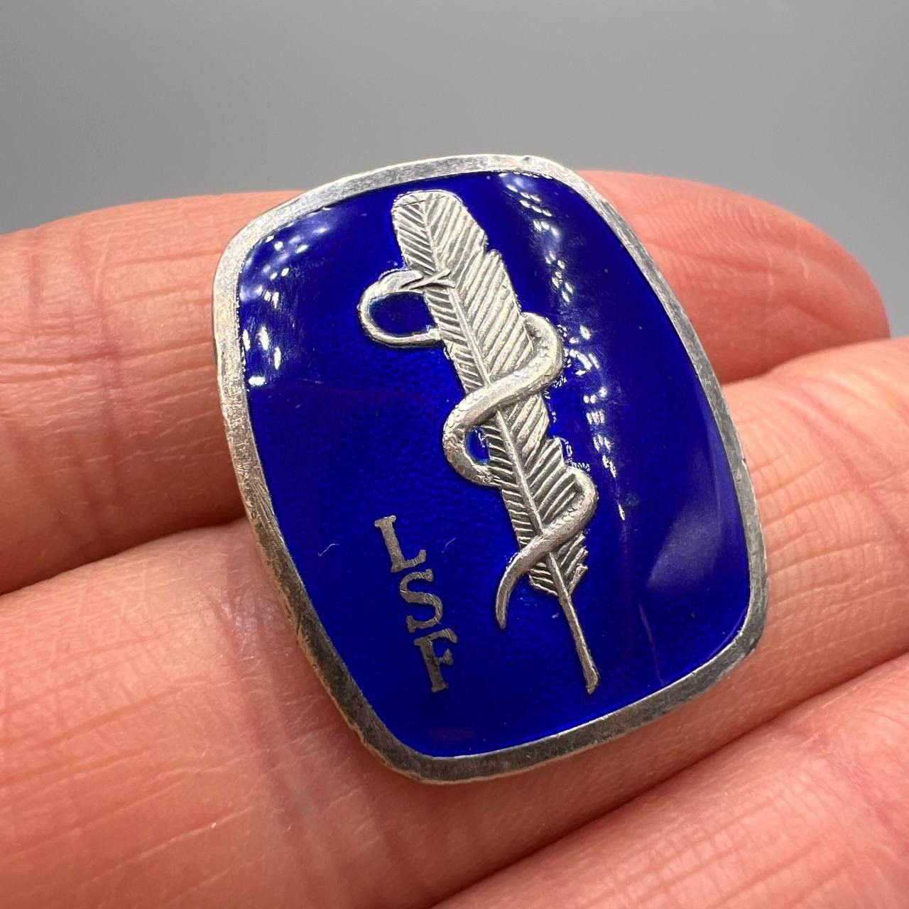 Vintage 1965 Silver Enamel Brooch LSF Sweden Medical Secretaries Size ONE SIZE - 6 Thumbnail
